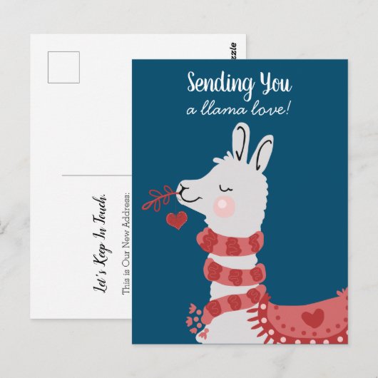 Valentijnsdag Llama Love Briefkaart (Voorkant / Achterkant)