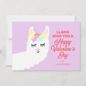 Valentijnsdag Llama Pun Kinder Classroom Exchange Feestdagenkaart (Voorkant)