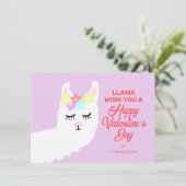 Valentijnsdag Llama Pun Kinder Classroom Exchange Feestdagenkaart (Staand voorkant)