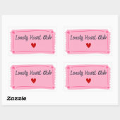 Valentijnsdag Lonely Hearts Club Rechthoekige Sticker (Vel)
