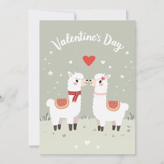 Valentijnsdag Lovable Llamas Valentijnse Kaart (Voorkant)