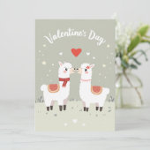 Valentijnsdag Lovable Llamas Valentijnse Kaart (Staand voorkant)
