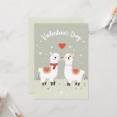 Valentijnsdag Lovable Llamas Valentijnse Kaart (Voorkant / Achterkant in situ)
