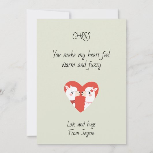 Valentijnsdag Lovable Llamas Valentijnse Kaart (Achterkant)
