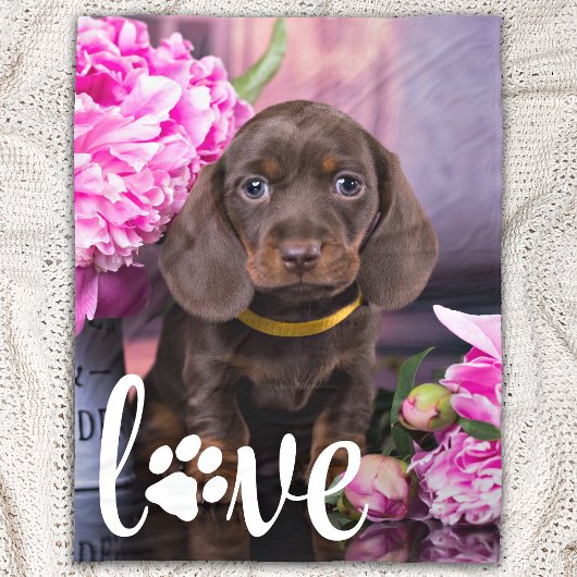 Valentijnsdag LOVE Aangepaste foto Hondenliefhebbe Fleece Deken