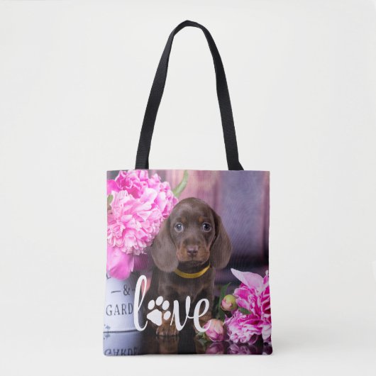 Valentijnsdag LOVE Aangepaste foto Hondenliefhebbe Tote Bag (Voorkant)
