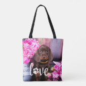 Valentijnsdag LOVE Aangepaste foto Hondenliefhebbe Tote Bag (Achterkant)