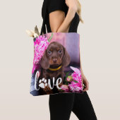 Valentijnsdag LOVE Aangepaste foto Hondenliefhebbe Tote Bag (Dichtbij)