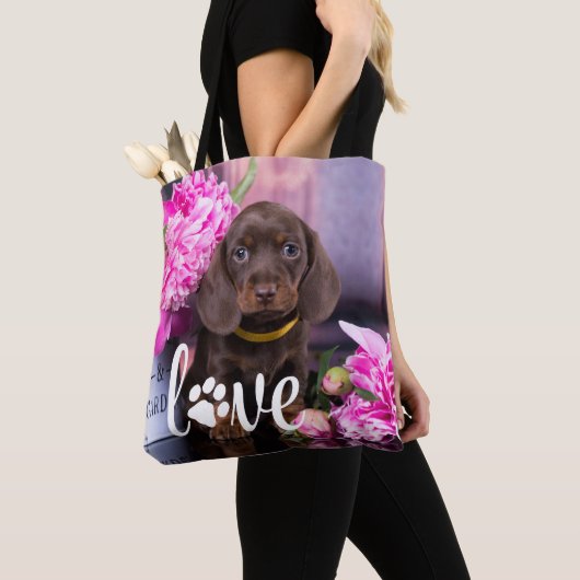 Valentijnsdag LOVE Aangepaste foto Hondenliefhebbe Tote Bag (Dichtbij)