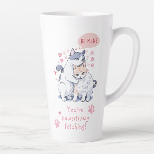 Valentijnsdag Love Cat Lover Be Mine Latte Mok (Rechts)