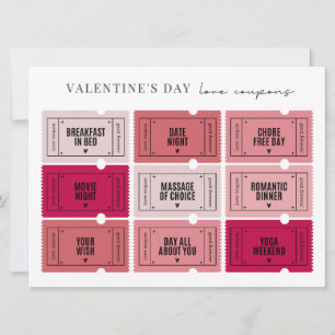 Valentijnsdag Love Coupons   Afdrukken of download Kaart