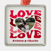 Valentijnsdag Love Custom Couple Foto Metalen Ornament (Voorkant)