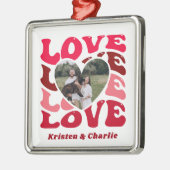 Valentijnsdag Love Custom Couple Foto Metalen Ornament (Links)