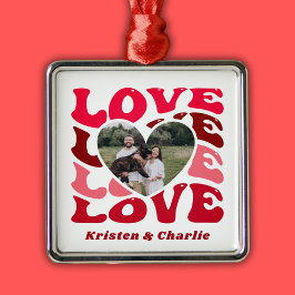Valentijnsdag Love Custom Couple Foto Metalen Ornament