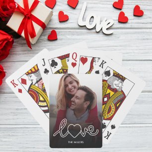 Valentijnsdag LOVE Custom Foto en Naam Pokerkaarten