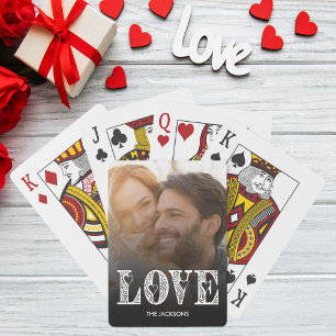 Valentijnsdag LOVE Custom Foto en Naam Pokerkaarten