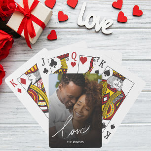 Valentijnsdag LOVE Custom Foto en Naam Pokerkaarten