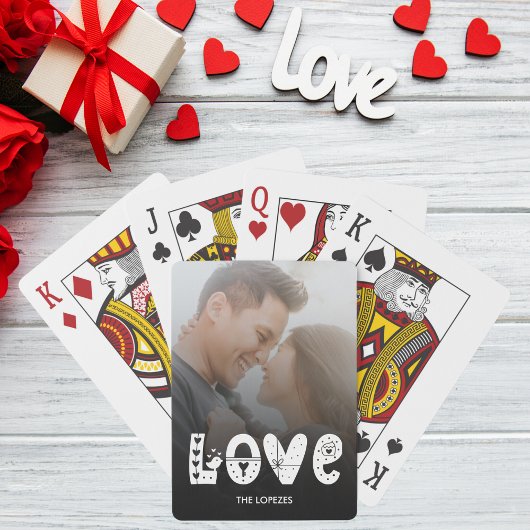 Valentijnsdag LOVE Custom Foto en Naam Pokerkaarten