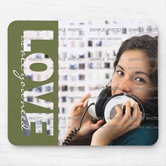 Valentijnsdag LOVE Cutouts Green Photo Insert Muismat (Voorkant)