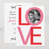 Valentijnsdag LOVE Foto Verloving Uitnodiging (Voorkant / Achterkant)