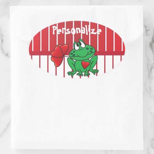 Valentijnsdag Love Frog Ovale Sticker (Tas)