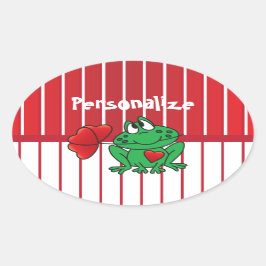 Valentijnsdag Love Frog Ovale Sticker