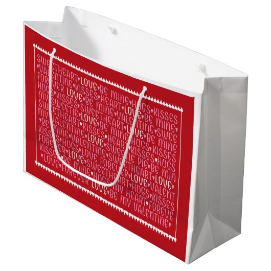 Valentijnsdag Love Gift Bag Groot Cadeauzakje (Voorkant Gekanteld)