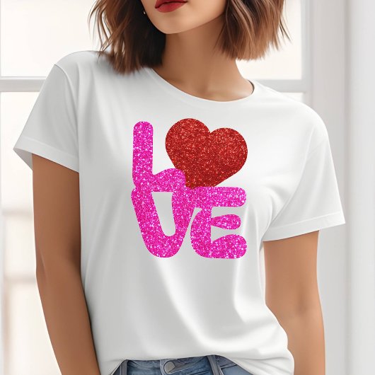 Valentijnsdag Love Glitter T-shirt