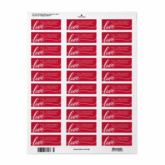 Valentijnsdag Love Hand-Lettered Etiket (Full Sheet)