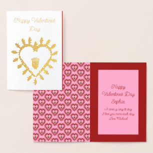 Valentijnsdag Love Heart Acorn Custom Folie Kaarten