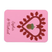 Valentijnsdag Love Heart Acorn Custom Names Magneet (Horizontaal)