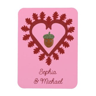 Valentijnsdag Love Heart Acorn Custom Names Magneet