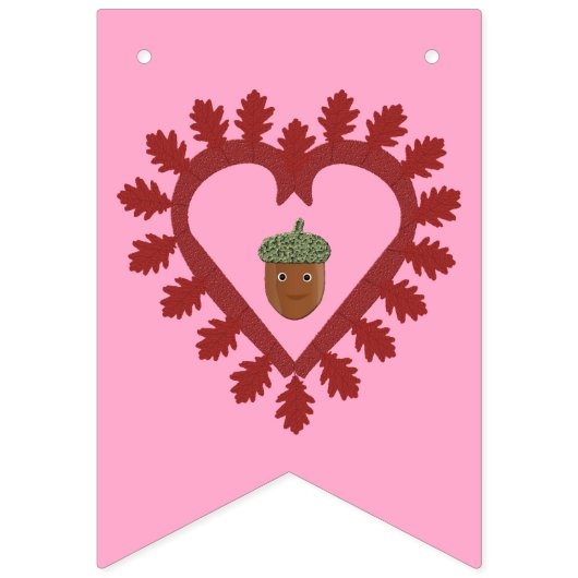Valentijnsdag Love Heart Acorn Custom Names Vlaggetjes (Eerste vlag)