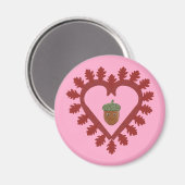 Valentijnsdag Love Heart Acorn Magneet (Voorkant / Achterkant)
