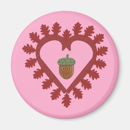 Valentijnsdag Love Heart Acorn Magneet (Voorkant)