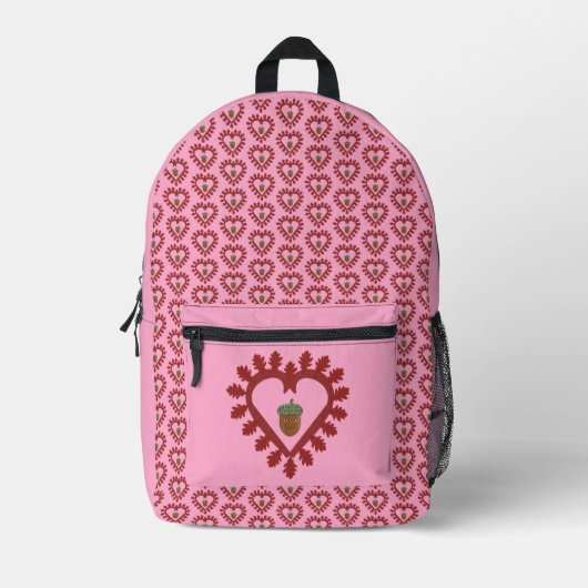 Valentijnsdag Love Heart Acorn Patterned Bedrukte Rugzak (Voorkant)