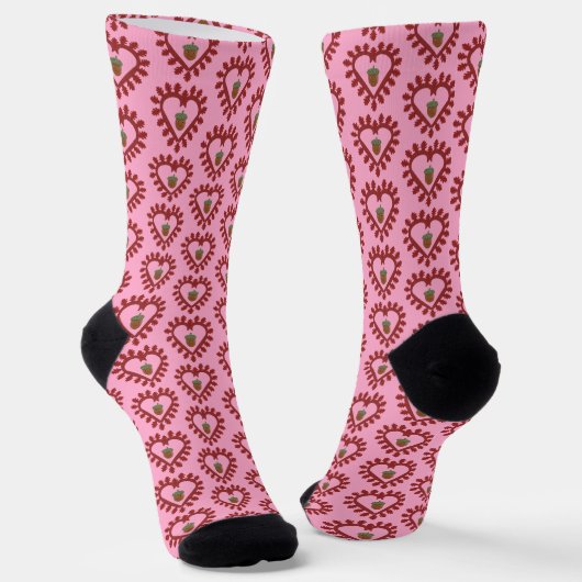 Valentijnsdag Love Heart Acorn Patterned Sokken (Gebogen)