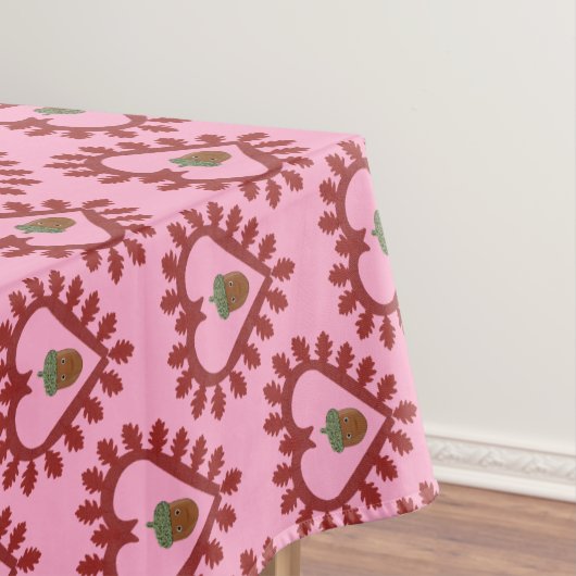 Valentijnsdag Love Heart Acorn Patterned Tafelkleed (Voorbeeld)