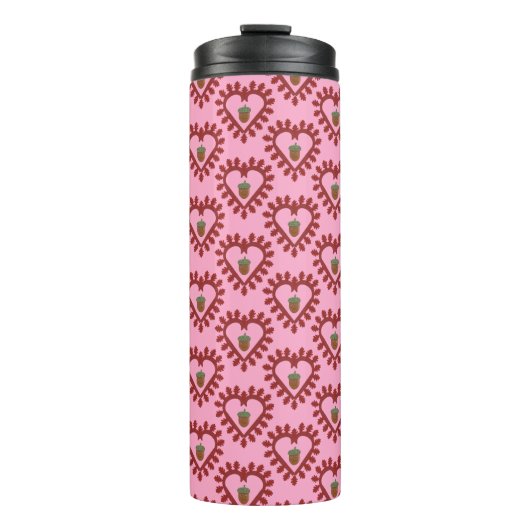 Valentijnsdag Love Heart Acorn Patterned Thermosbeker (Voorkant)