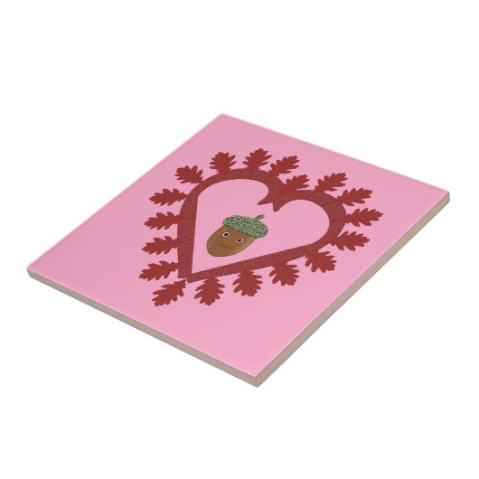Valentijnsdag Love Heart Acorn Tegeltje (Zijkant)