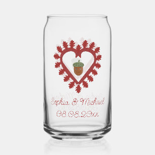 Valentijnsdag Love Heart Acorn Wedding Custom Blikvorm Glas