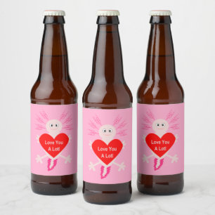 Valentijnsdag Love Heart Axolotl Bier Etiket
