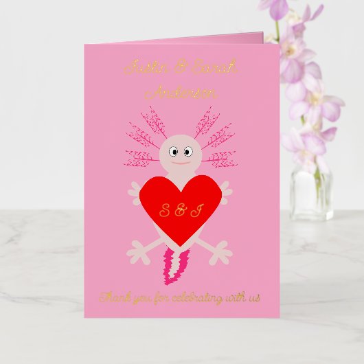 Valentijnsdag Love Heart Axolotl Custom Folie Wenskaart (Orchidee)