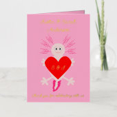 Valentijnsdag Love Heart Axolotl Custom Folie Wenskaart (Voorkant)