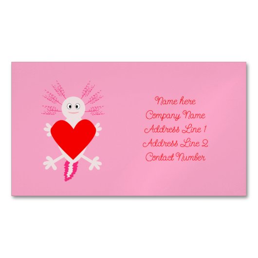 Valentijnsdag Love Heart Axolotl Custom Magnetisch Visitekaartje (Voorkant)