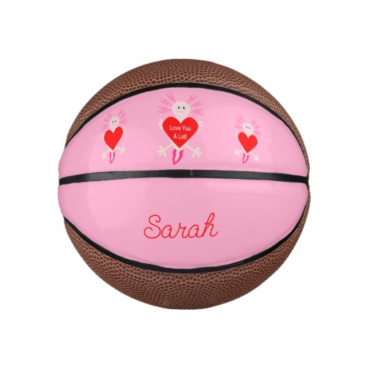 Valentijnsdag Love Heart Axolotl Custom Name Basketbal (Voorkant)