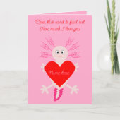 Valentijnsdag Love Heart Axolotl Custom Name Kaart (Voorkant)
