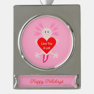 Valentijnsdag Love Heart Axolotl Custom Verzilverd Banner Ornament