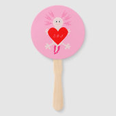 Valentijnsdag Love Heart Axolotl Custom Wedding Handwaaier (Voorkant)