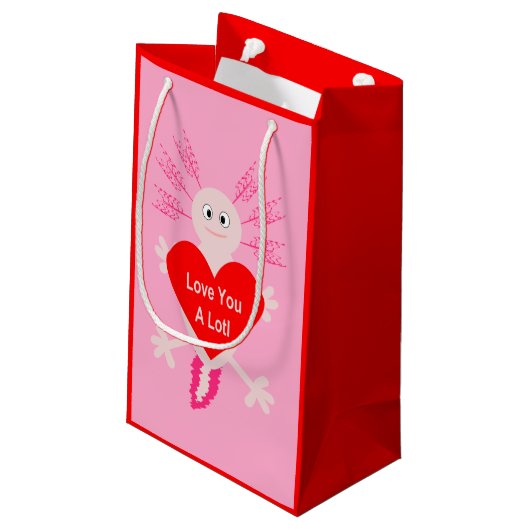 Valentijnsdag Love Heart Axolotl Klein Cadeauzakje (Achterkant Gekanteld)